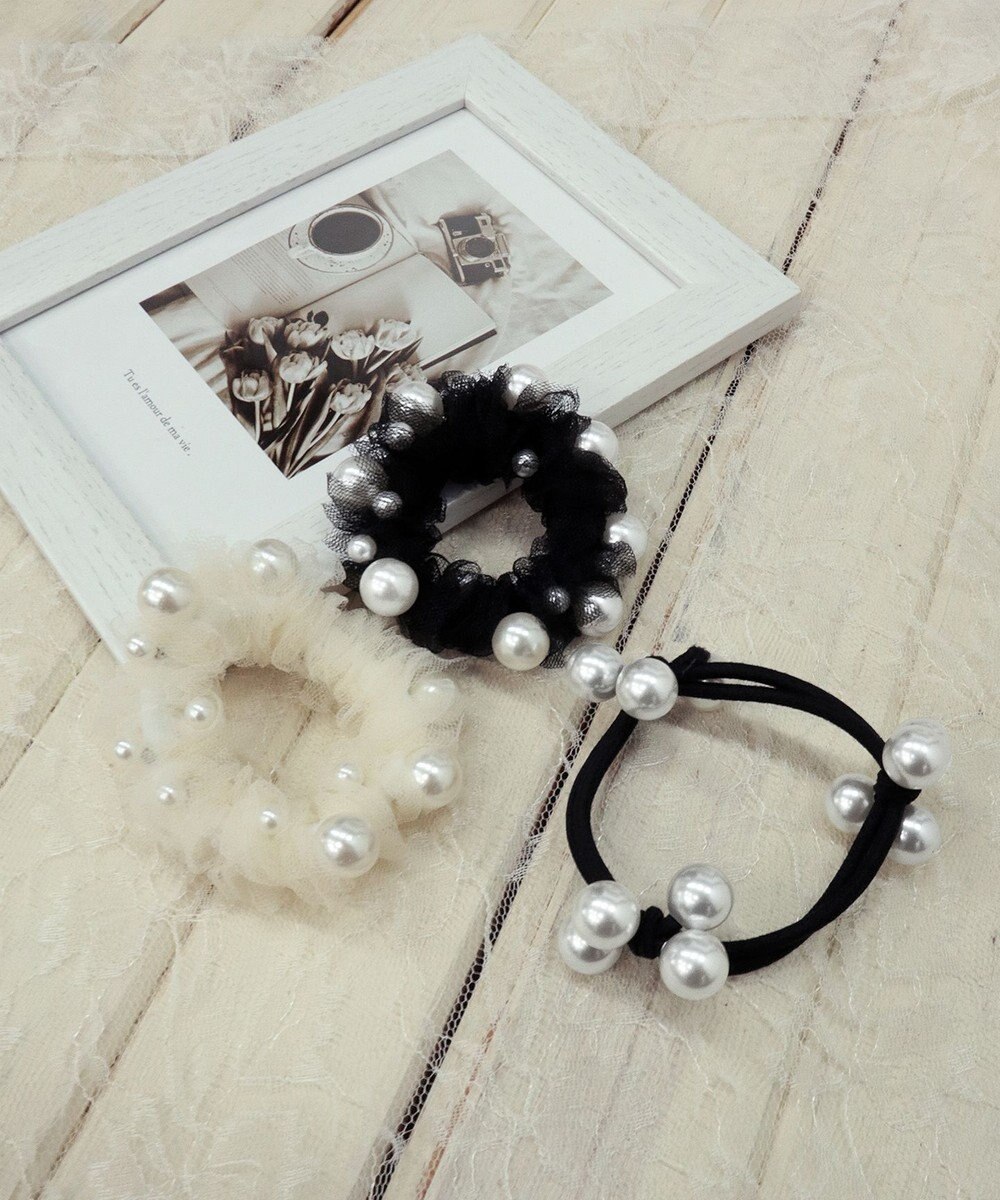 Tiaclasse 【選べる2TYPE】パール付きゴム＆シュシュ 