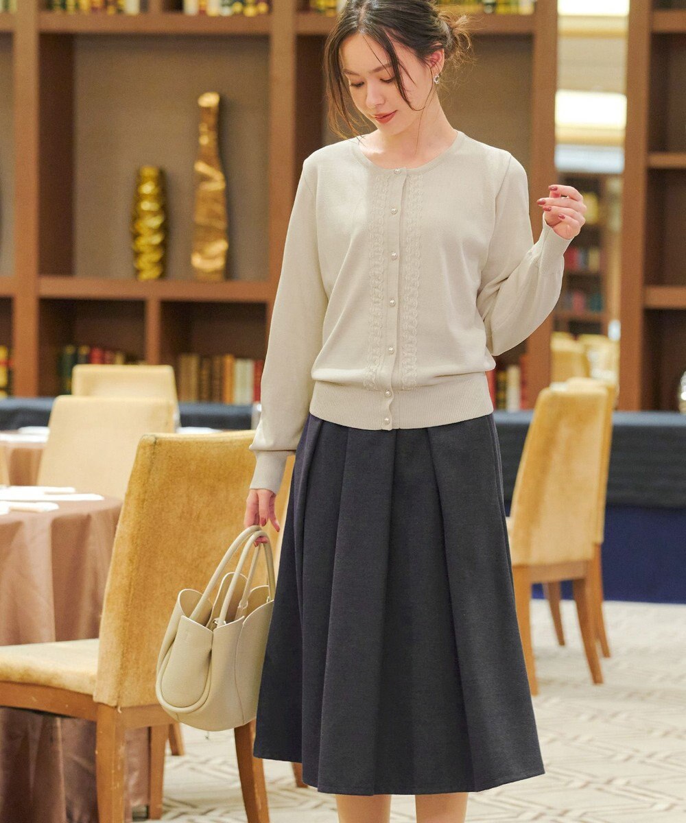 Tiaclasse 【新色追加・洗える】ウール調タックフレアスカート 