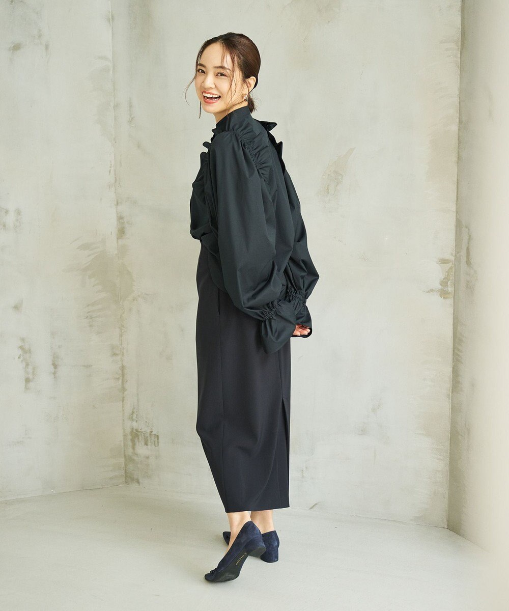 #Newans 【洗濯機可能/シワになりにくい】〈春名亜美さんコラボ〉ショルダーフリルブラウス 