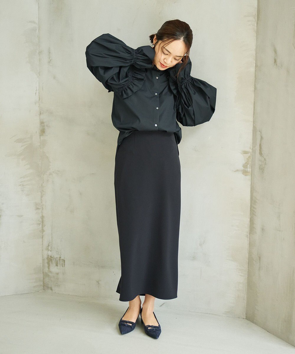 #Newans 【洗濯機可能/シワになりにくい】〈春名亜美さんコラボ〉ショルダーフリルブラウス 