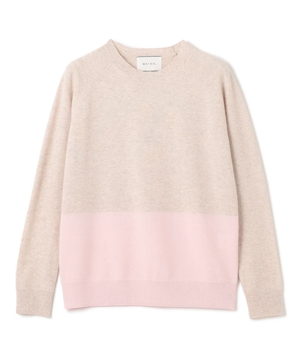 BEIGE， 【WEB限定・洗える】DEMING / バイカラーウールクルーネックニット 