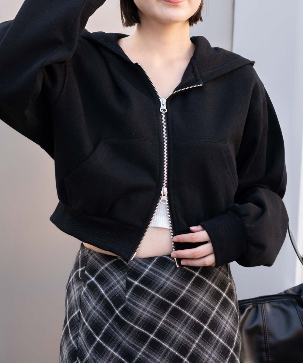 WEGO 【あったか】裏起毛Wジップショートパーカー 