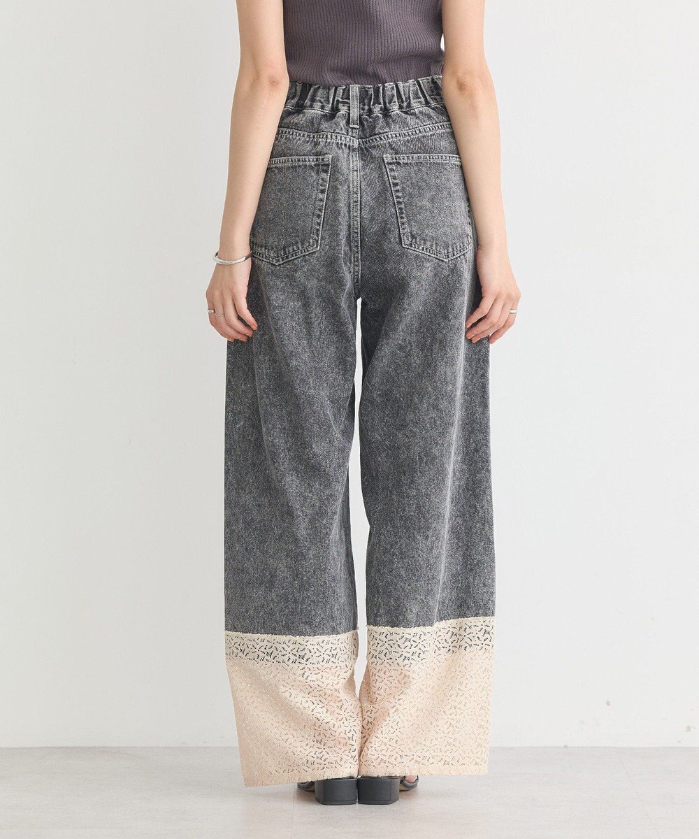 earth music&ecology 裾レースデニムパンツ 