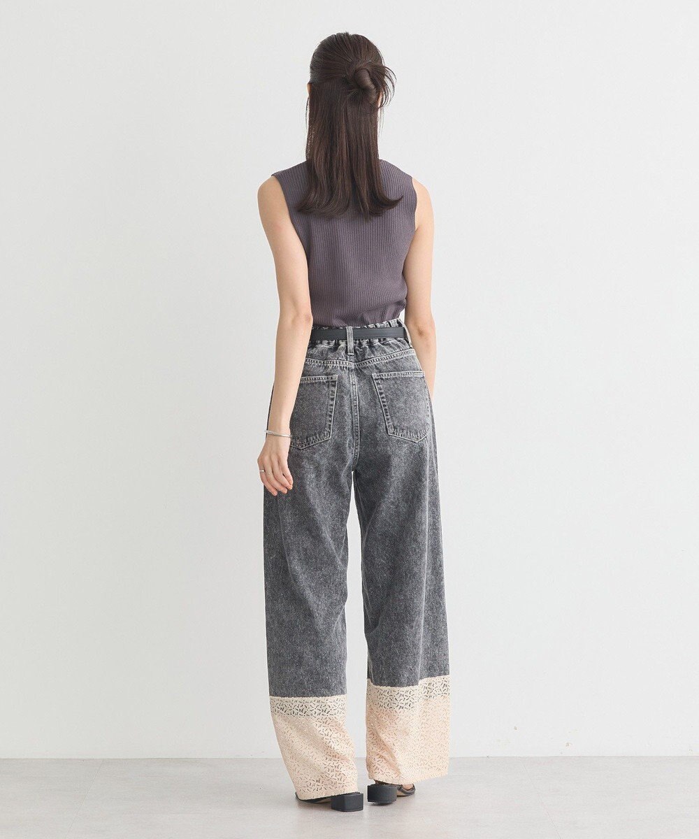 earth music&ecology 裾レースデニムパンツ 