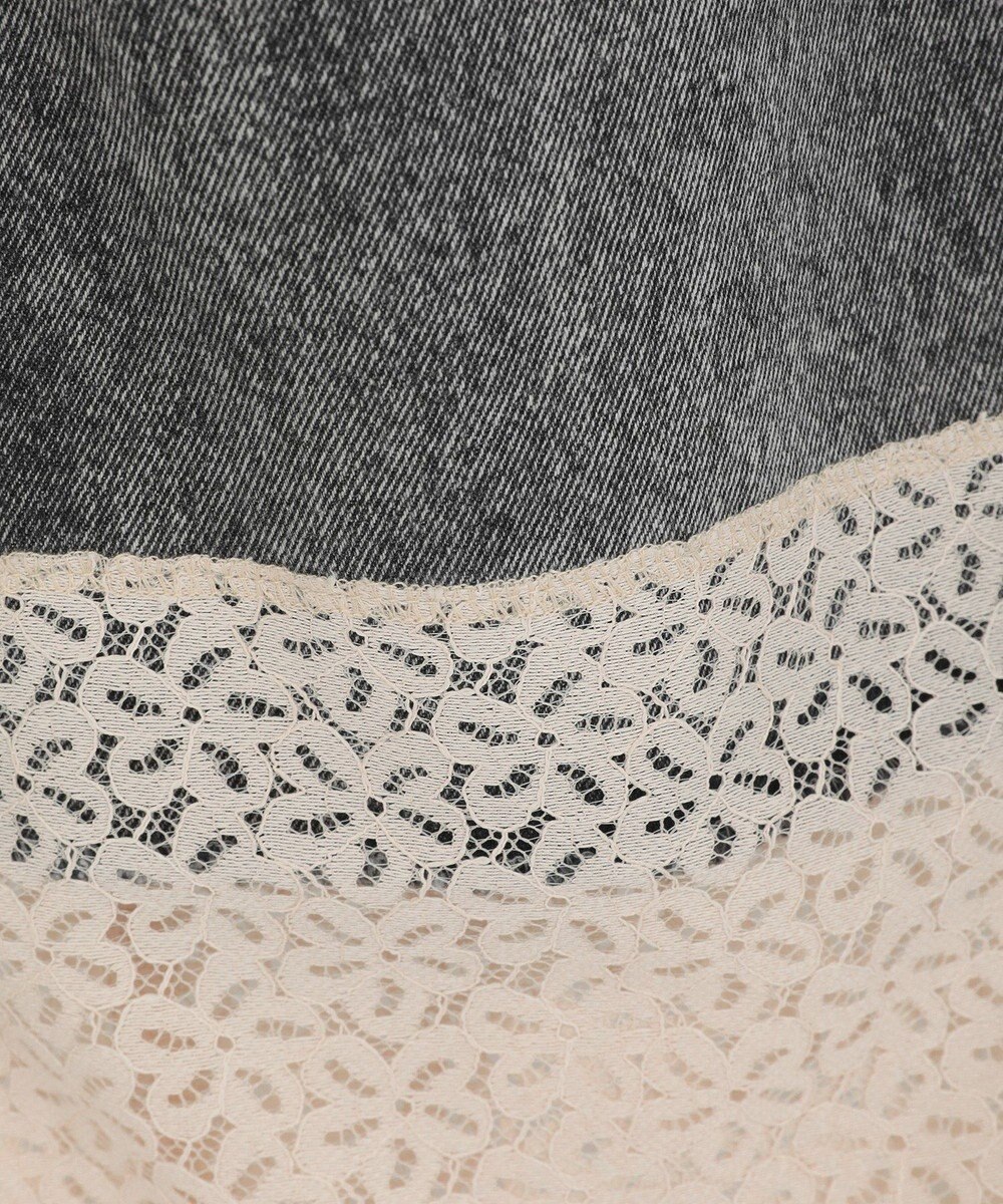 earth music&ecology 裾レースデニムパンツ 