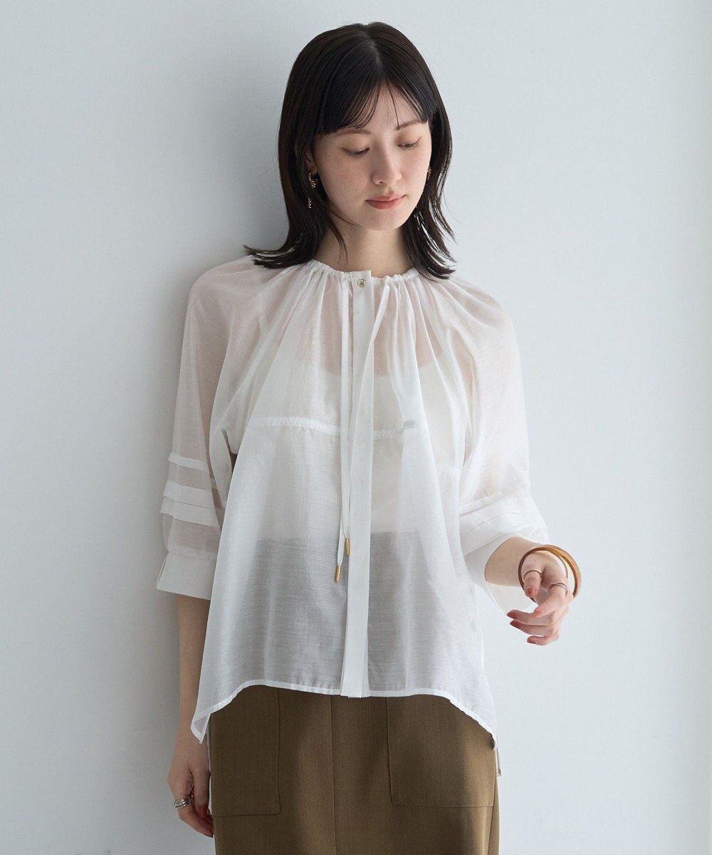 YECCA VECCA タックスリーブシアーシャツ 