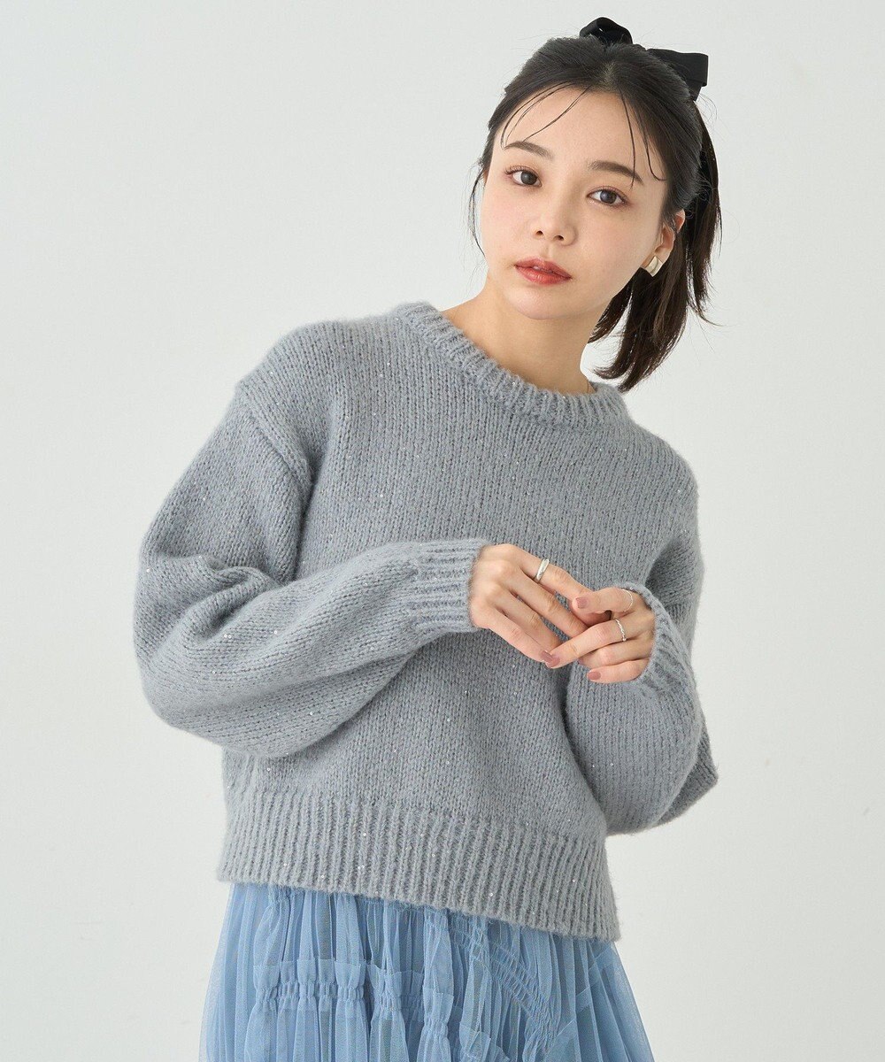 earth music&ecology スパンコールショートニットプルオーバー 