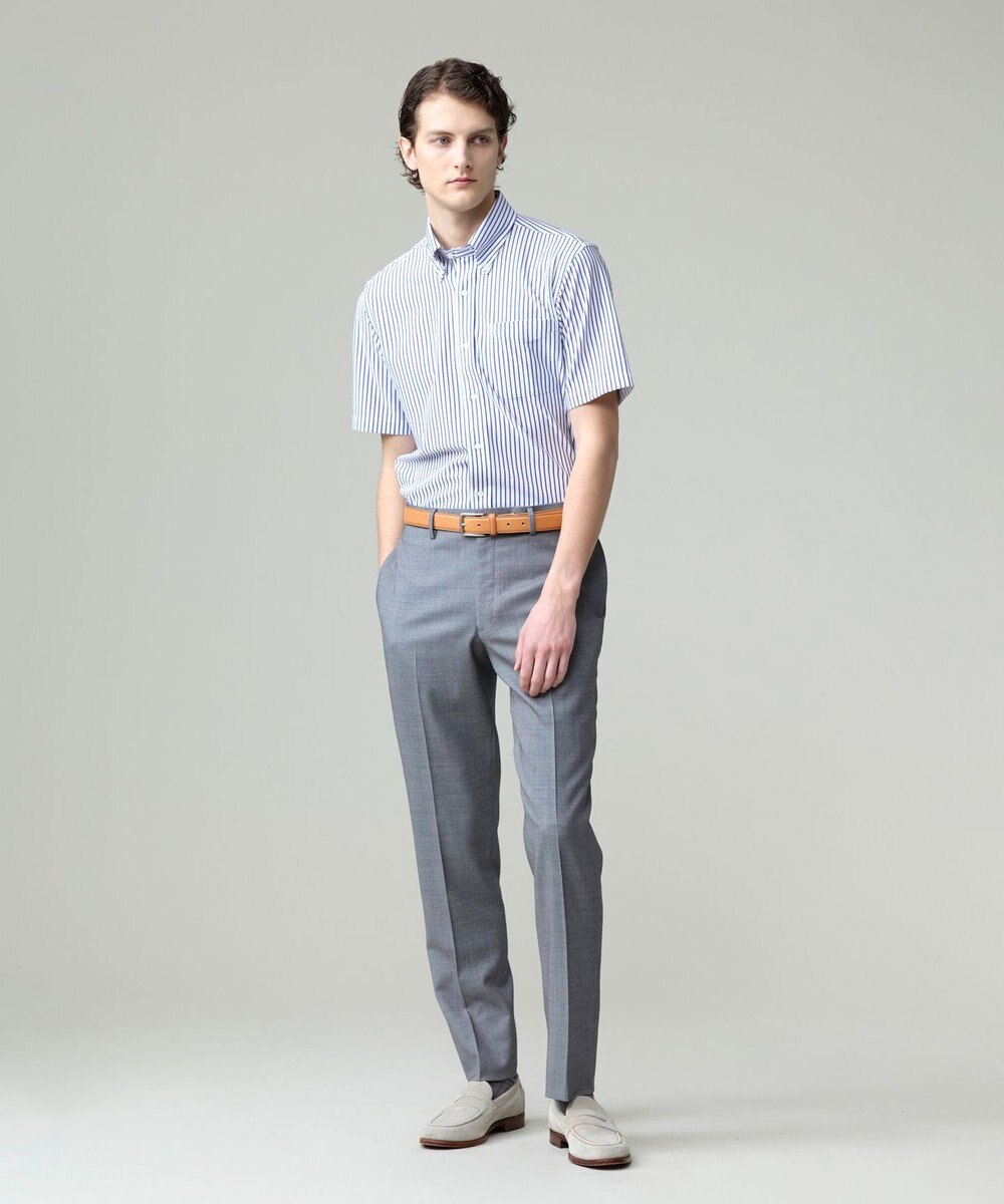 J.PRESS MEN 酷暑の清潔感もこれ一枚で【吸水速乾 / 抗菌防臭 / 防シワ】【J.PRESS OXFORD JERSEY】カノコインレイストライプ 半袖シャツ / B.D. 