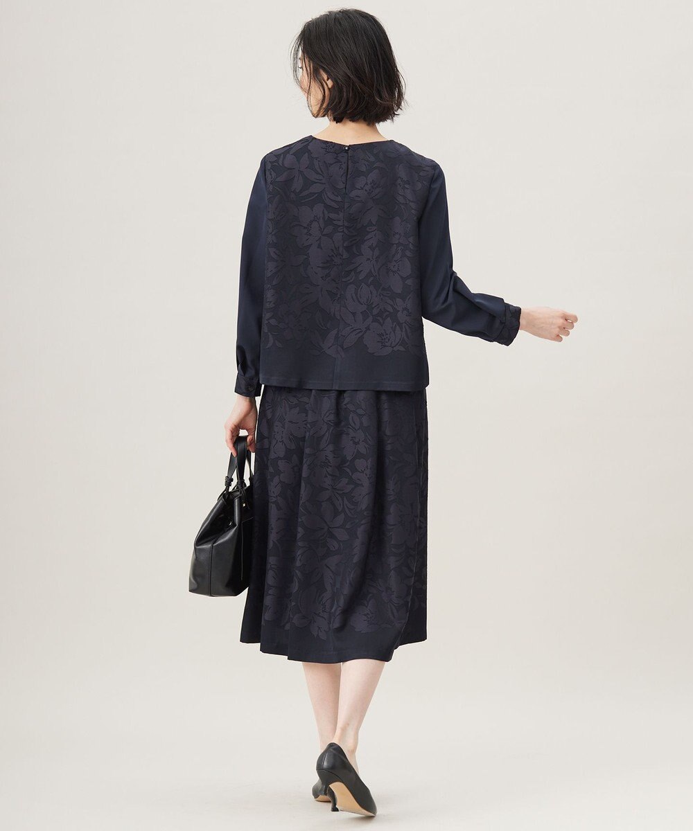 自由区 L 【セットアップ対応・洗える】フラワーオパールタックフレア スカート 