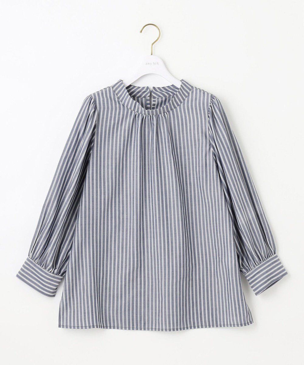 ANY SIS 【洗える】フェイクパールストライプ ブラウス 