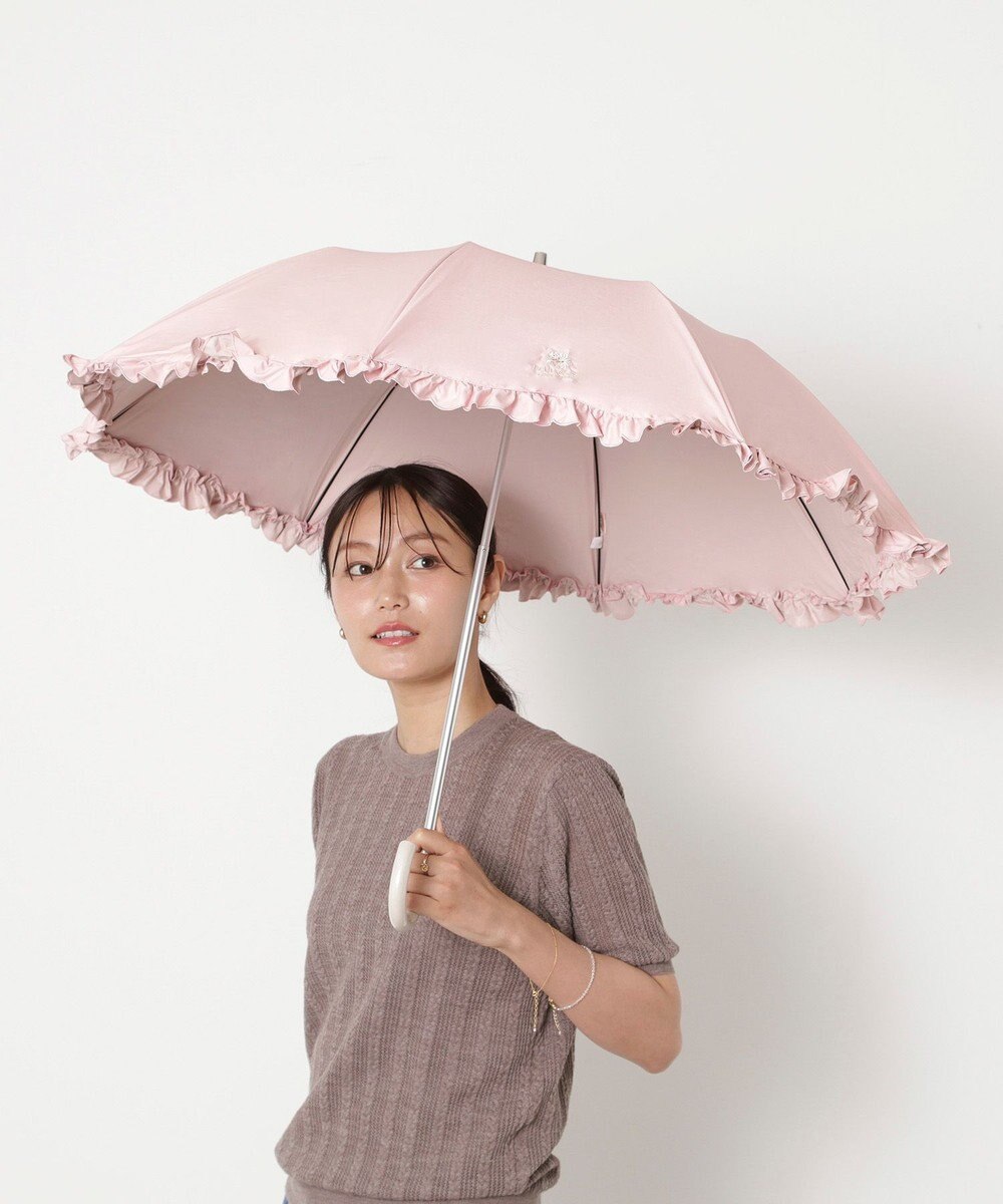 MOONBAT 【一級遮光/晴雨兼用/遮熱/UV】PAUL&JOE ACCESSOIRES(ポール & ジョー)晴雨兼用日傘 クリザンテームワンポイントフリル 