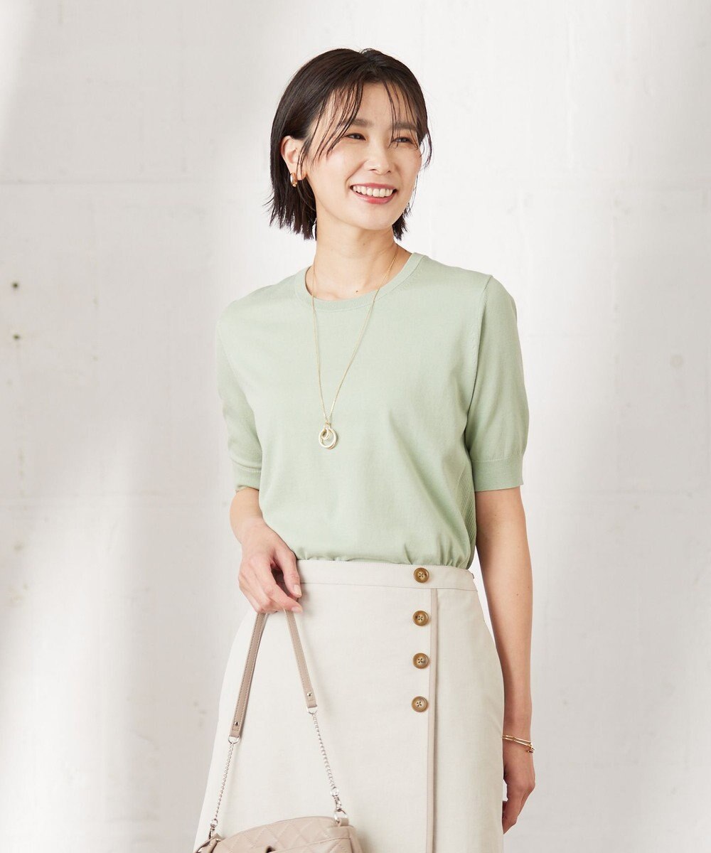 J.PRESS LADIES 【洗える】 BASIC HI-COTTON クルーネック ニット 
