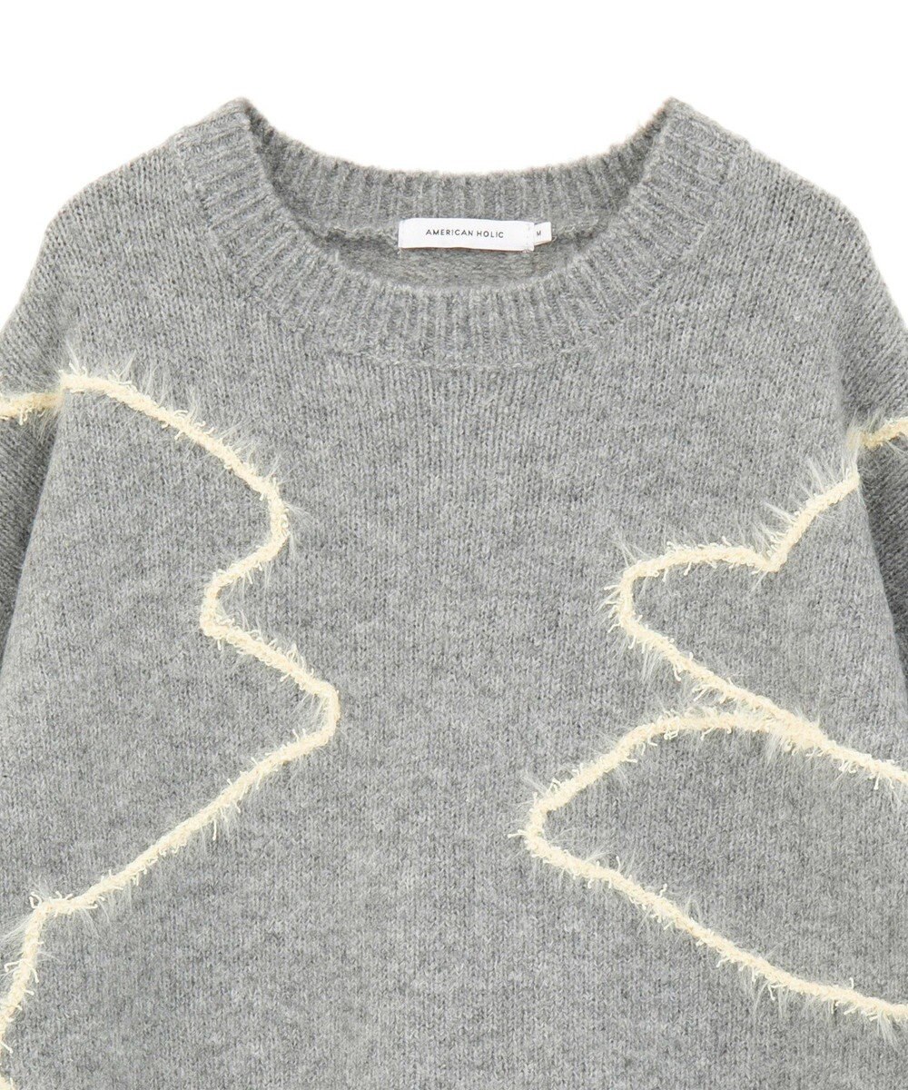 AMERICAN HOLIC ニュアンスライン柄ニットプルオーバー 