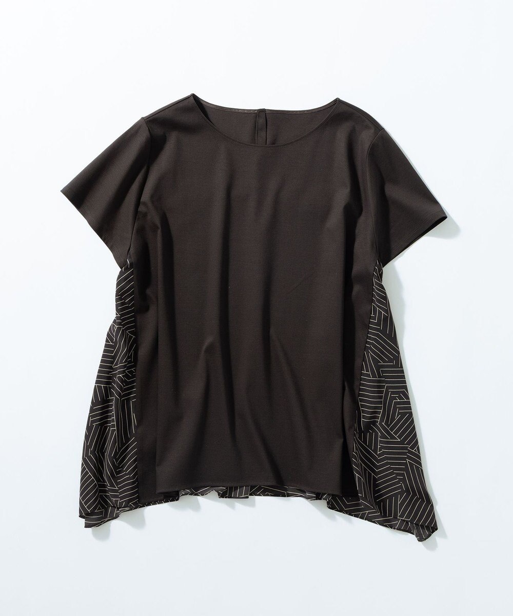 23区 L 【Lサイズ限定/洗える】スカーフプリントコンビ バックフレア カットソー 