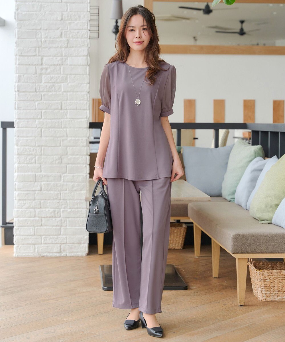 Tiaclasse 【洗える・接触冷感・紫外線ケア・サラごこち】ソフトペプラムカットソー 