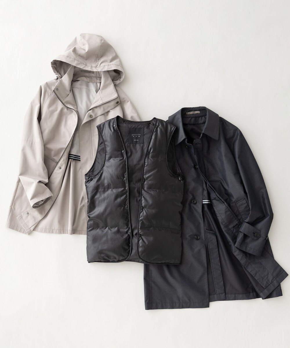 GOTAIRIKU ダウンライナー装着可【半裏仕様でより軽量】メランジシャンブレー ステンカラースプリングコート 