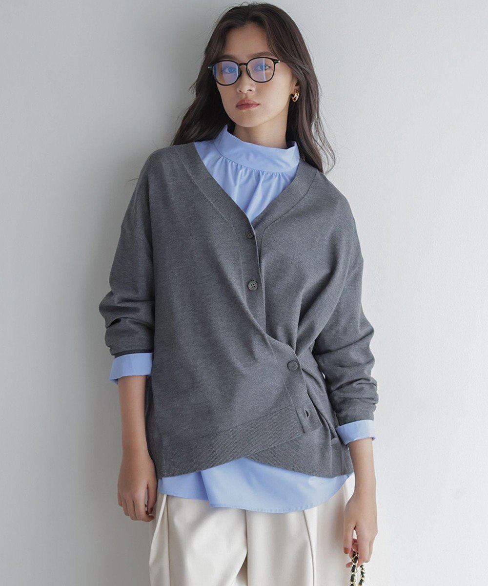 組曲 【加藤ローサさん着用 / 2WAY】スムースストレッチカシュクール カーディガン 