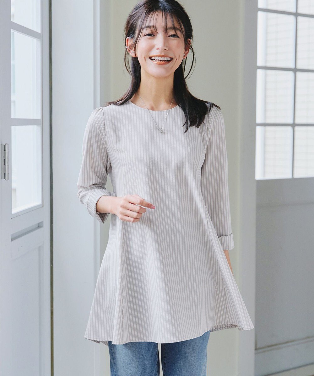 Tiaclasse L 【おのののかさん着用】半袖＆七分袖選べる袖丈バックフレアチュニック 