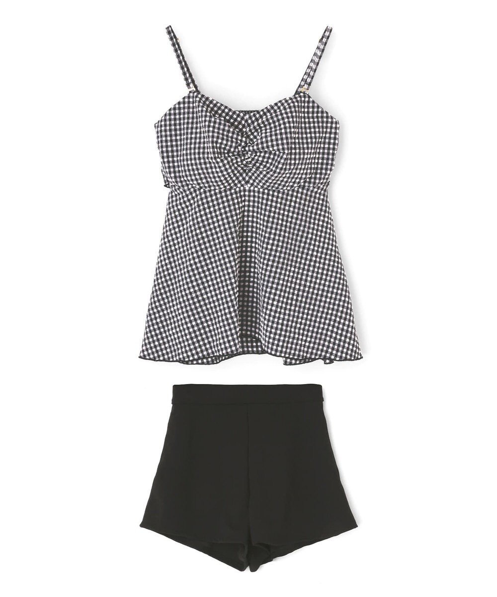San-ai Resort（三愛水着楽園） WEB限定　ペプラム無地/チェック3点セット水着【Beach Queen（ビーチクイーン）】 