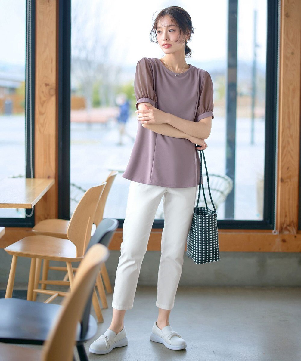 Tiaclasse 【洗える・接触冷感・紫外線ケア・サラごこち】ソフトペプラムカットソー 