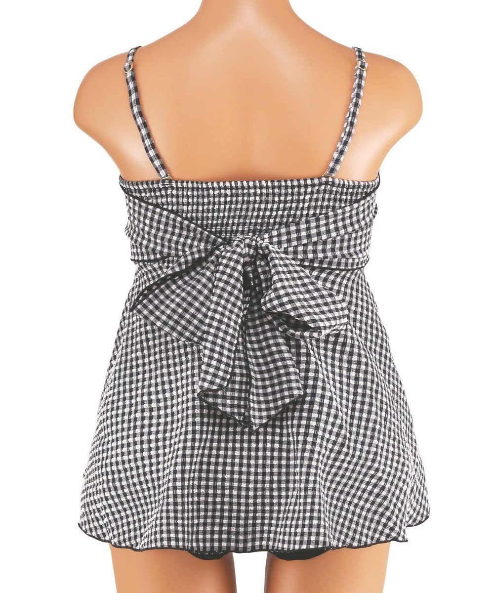 San-ai Resort（三愛水着楽園） WEB限定　ペプラム無地/チェック3点セット水着【Beach Queen（ビーチクイーン）】 