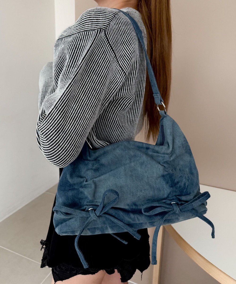 WEGO ギャザーリボンハーフムーンバッグ 