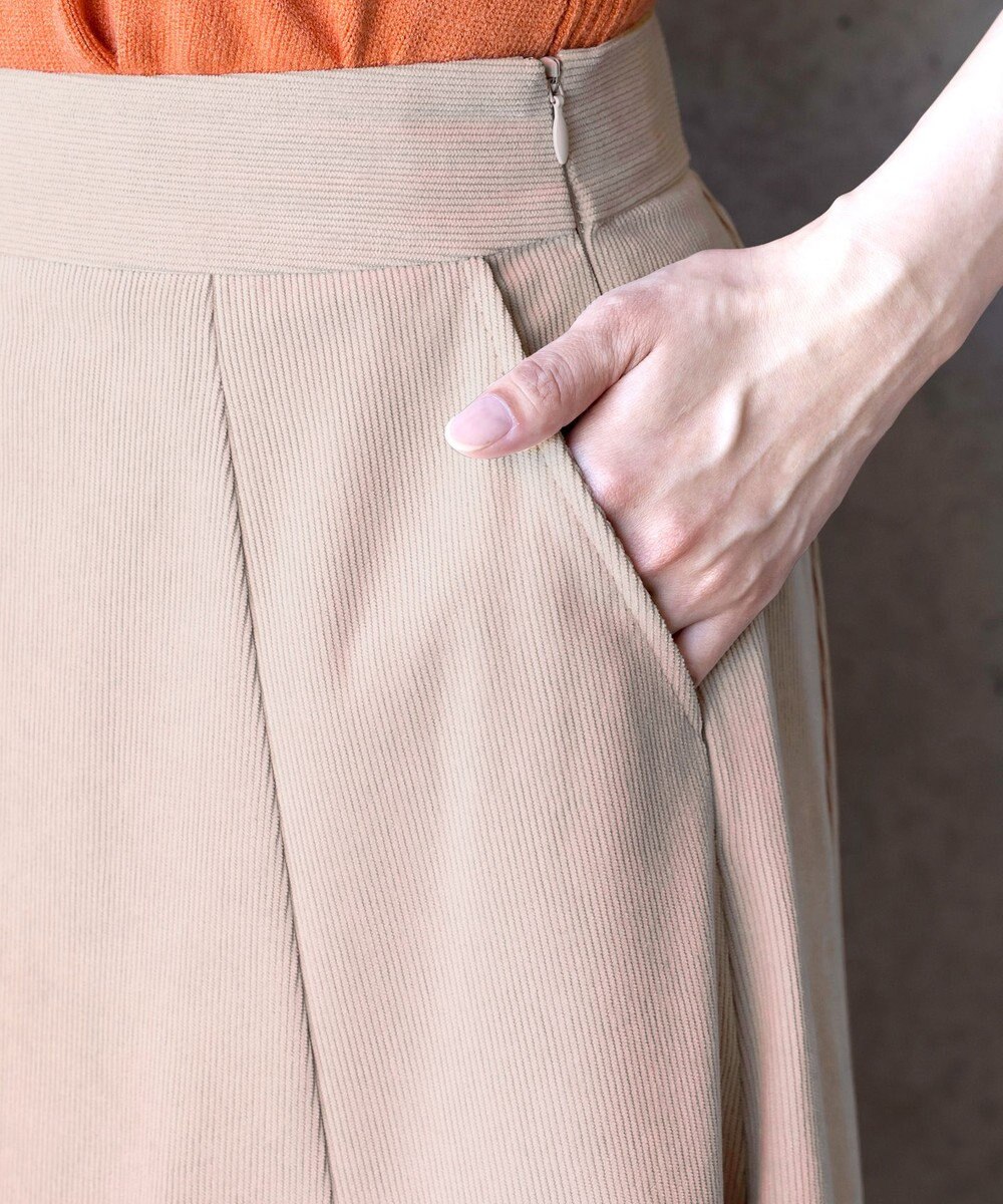 Tiaclasse L 【洗える】大人上品なコーデュロイフレアスカート 