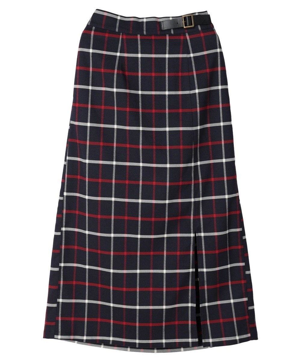 Green Parks ベルトデザインチェックＩラインスカート 