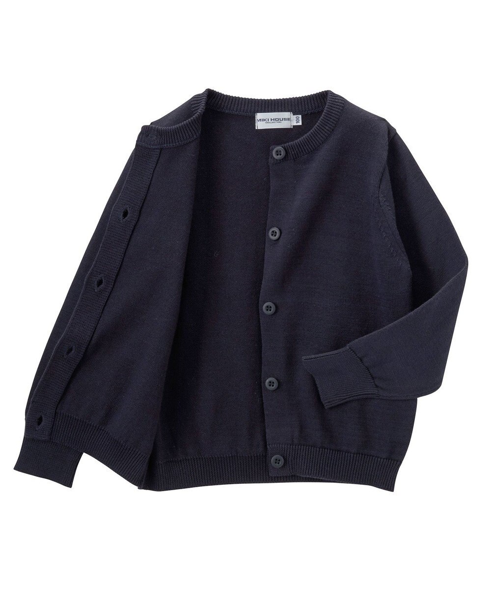 MIKI HOUSE HOT BISCUITS 【100-130cm】綿ニットクルーネックカーディガン(女の子用) 