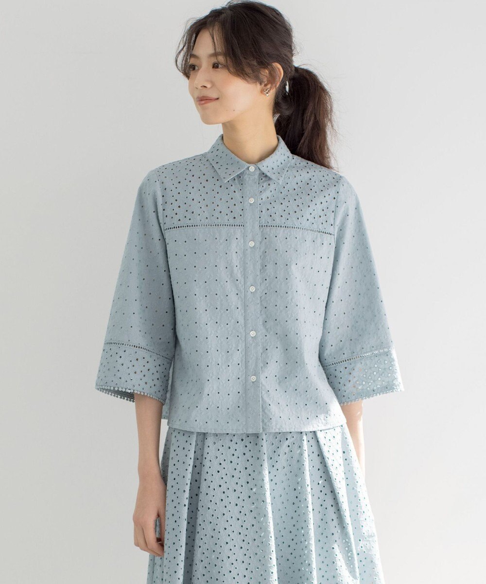 組曲 S エンブロイダリーレース襟付 ブラウス 