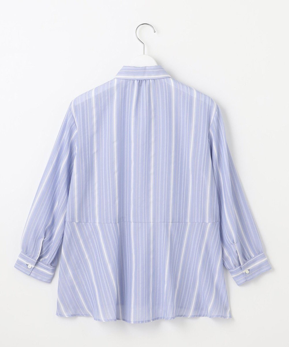 J.PRESS LADIES L 【洗える】SHEERストライプ ペプラム シャツ ブラウス 