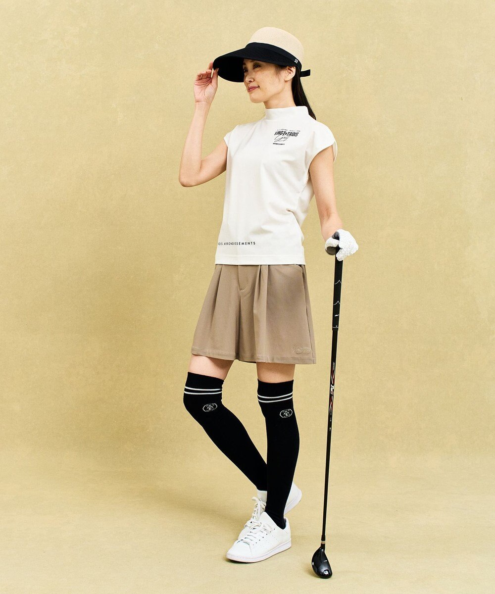 23区GOLF 【WOMEN】フレンチスリーブストレッチモックネック 