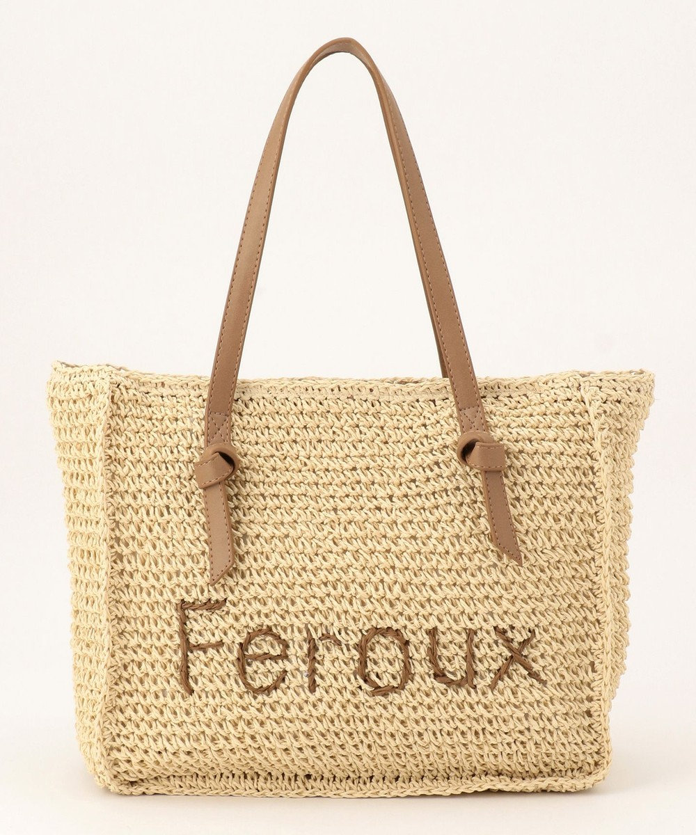 Feroux メッセージロゴ カゴバッグ アイボリー系