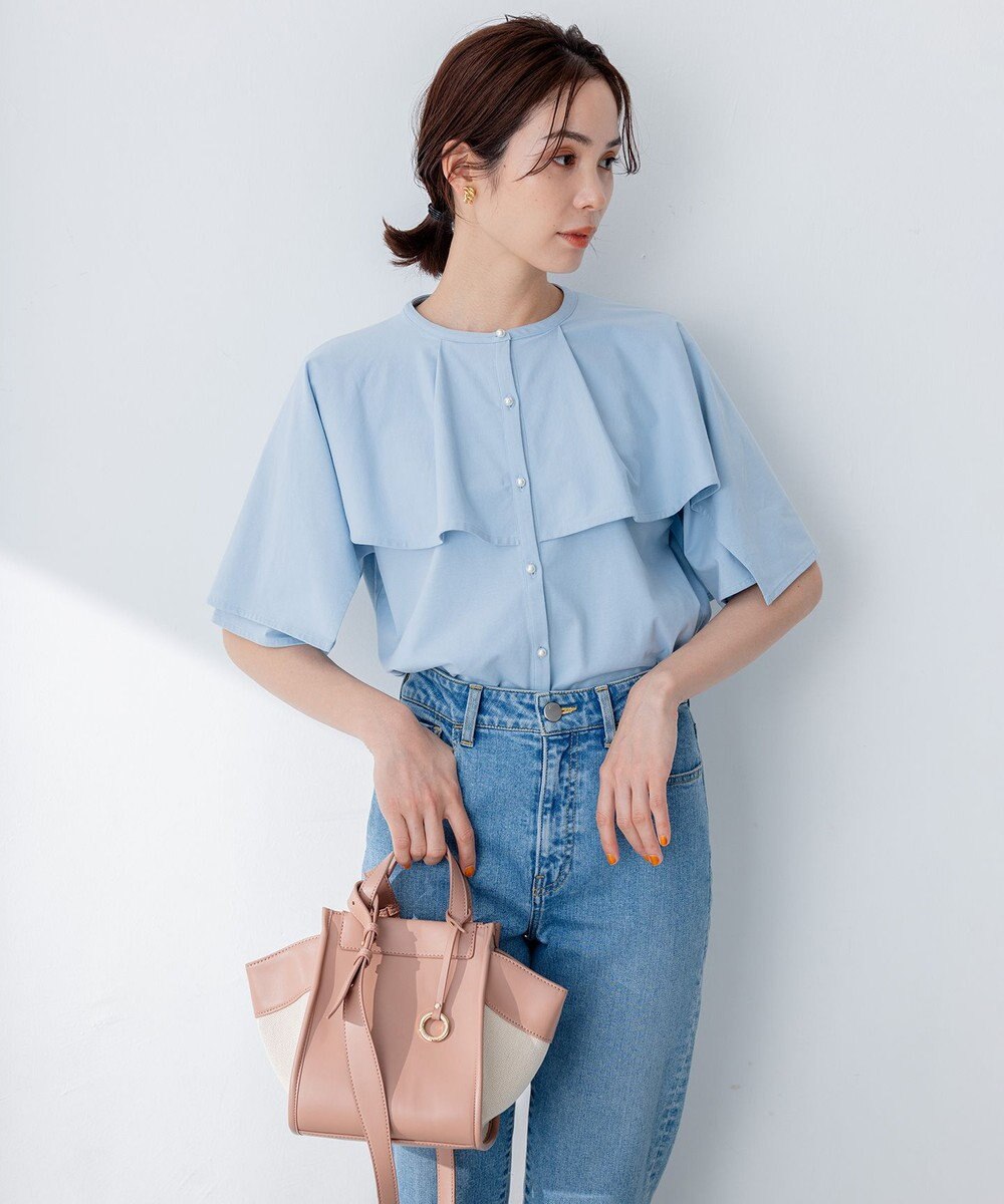 組曲 【洗える】ブラウスライクジャージーポンチョライク カットソー 