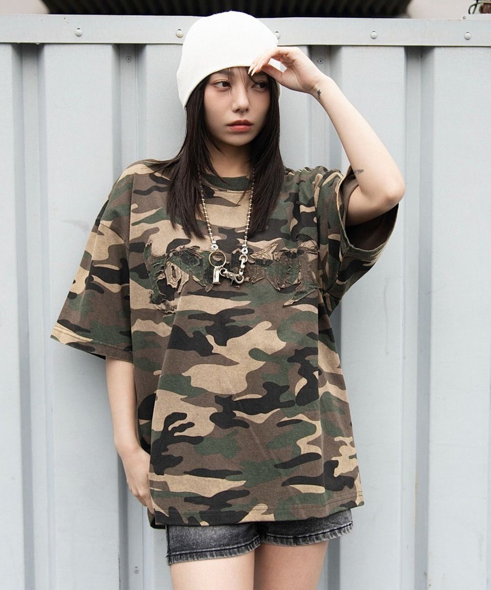 WEGO 【ユニセックス着用ITEM/MLサイズ展開】ブリーチダメージアップリケT（SS） 