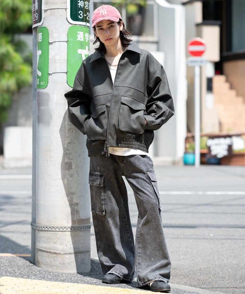 WEGO 【25年秋冬新作/ユニセックス着用ITEM/SMLサイズ展開】PUダブルZIPフライトブルゾン 