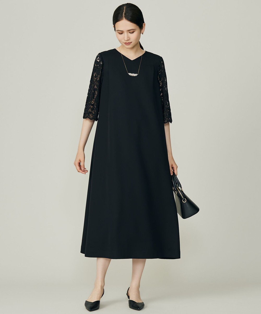 自由区 L 【17号サイズまで展開】フラワーレースダブルクロス ワンピース 