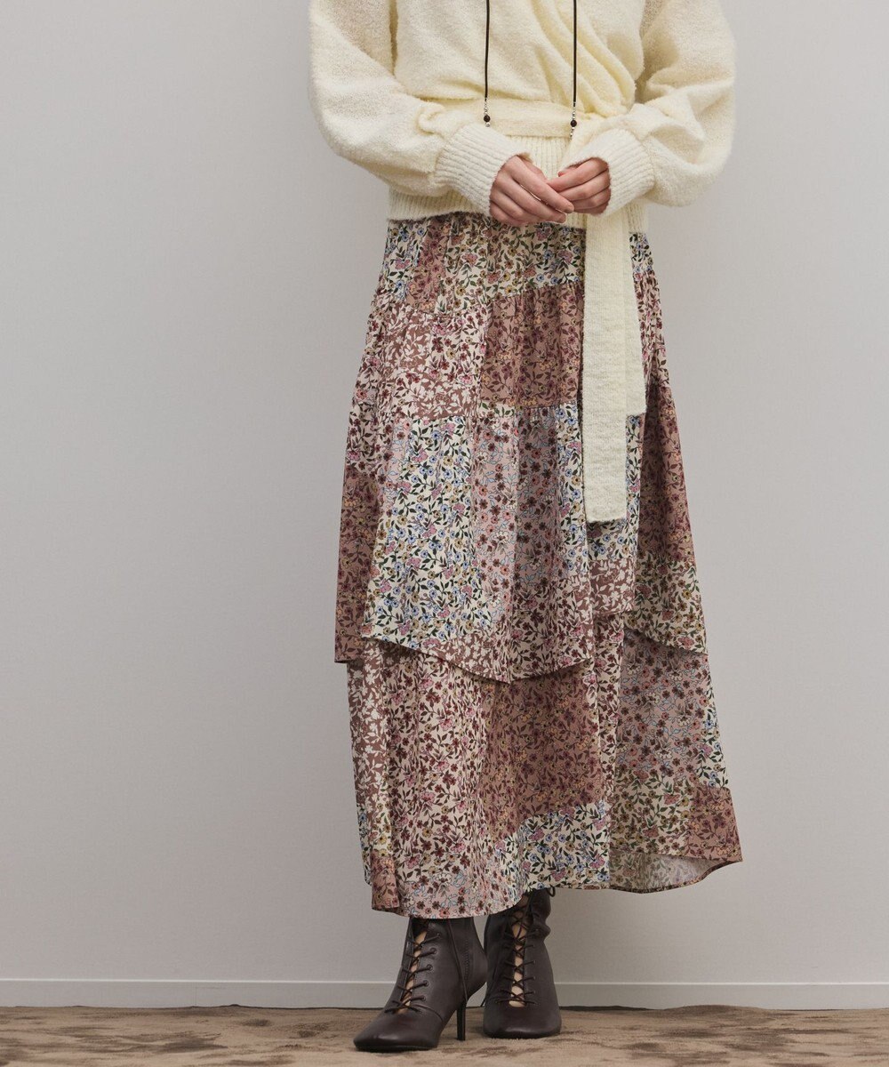 GRACE CONTINENTAL パッチワークプリントスカート 