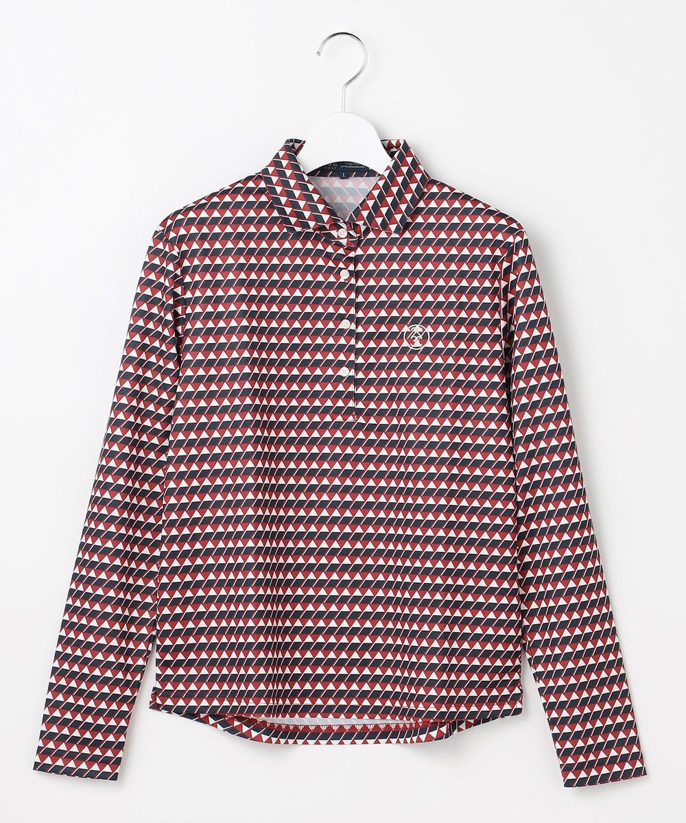 23区GOLF 【WOMEN】フラッグプリント長袖ポロシャツ 