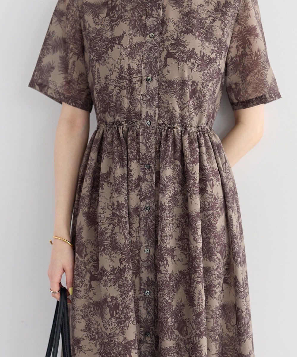 YECCA VECCA サファリ柄フレアシャツワンピース 