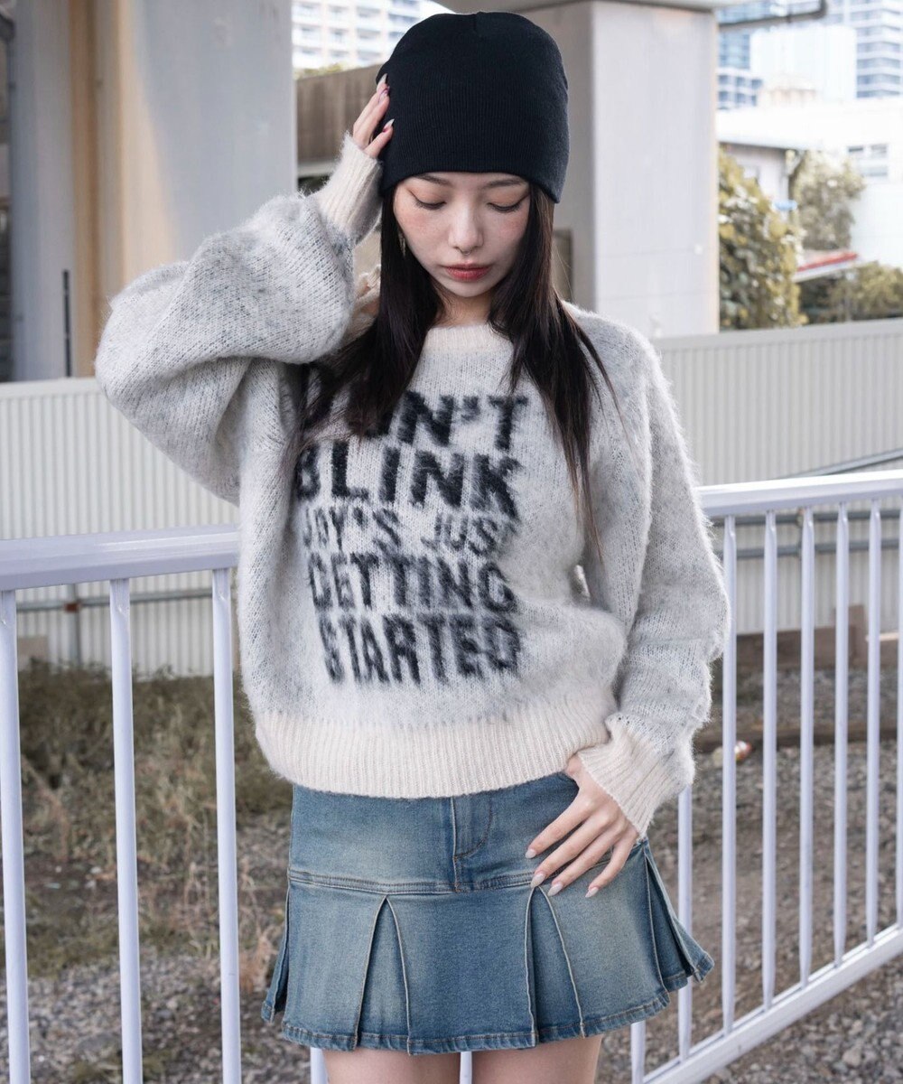 WEGO シャギー2WAYグラフィックワンショルニット 