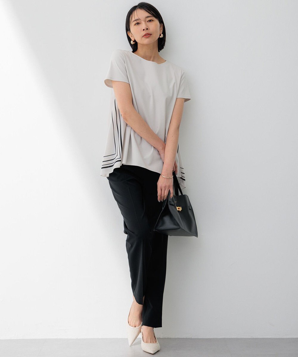 23区 L 【洗える】スカーフプリントコンビ バックデザイン カットソー 