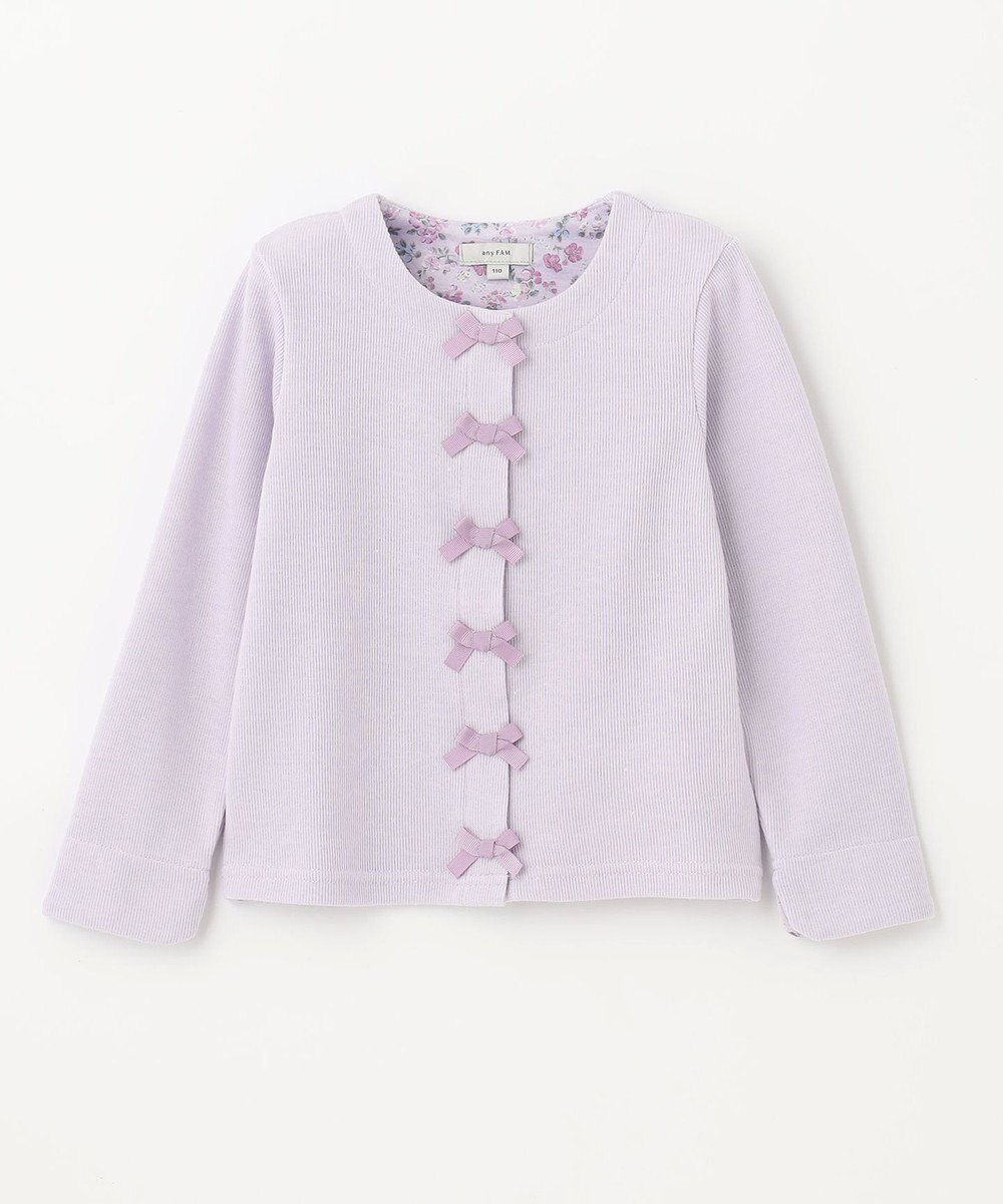 ANY KIDS スナップボタン リボン カーディガン 