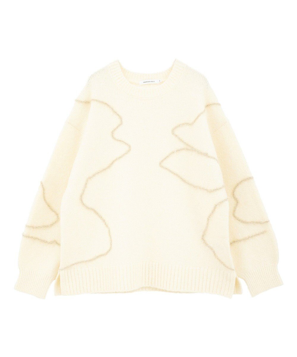 AMERICAN HOLIC ニュアンスライン柄ニットプルオーバー 