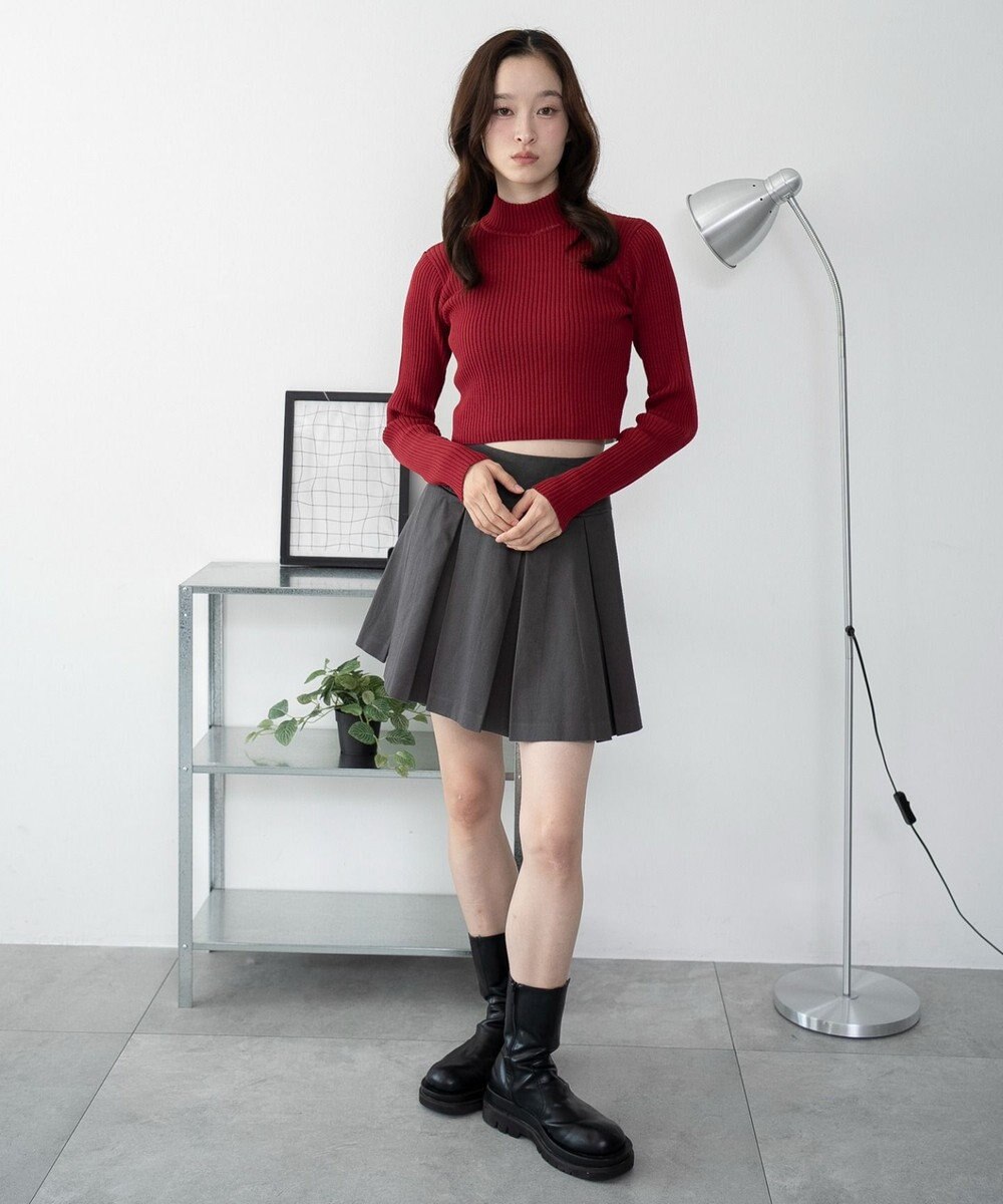 WEGO 【2025年秋冬新作】リブハイネックショートニット 