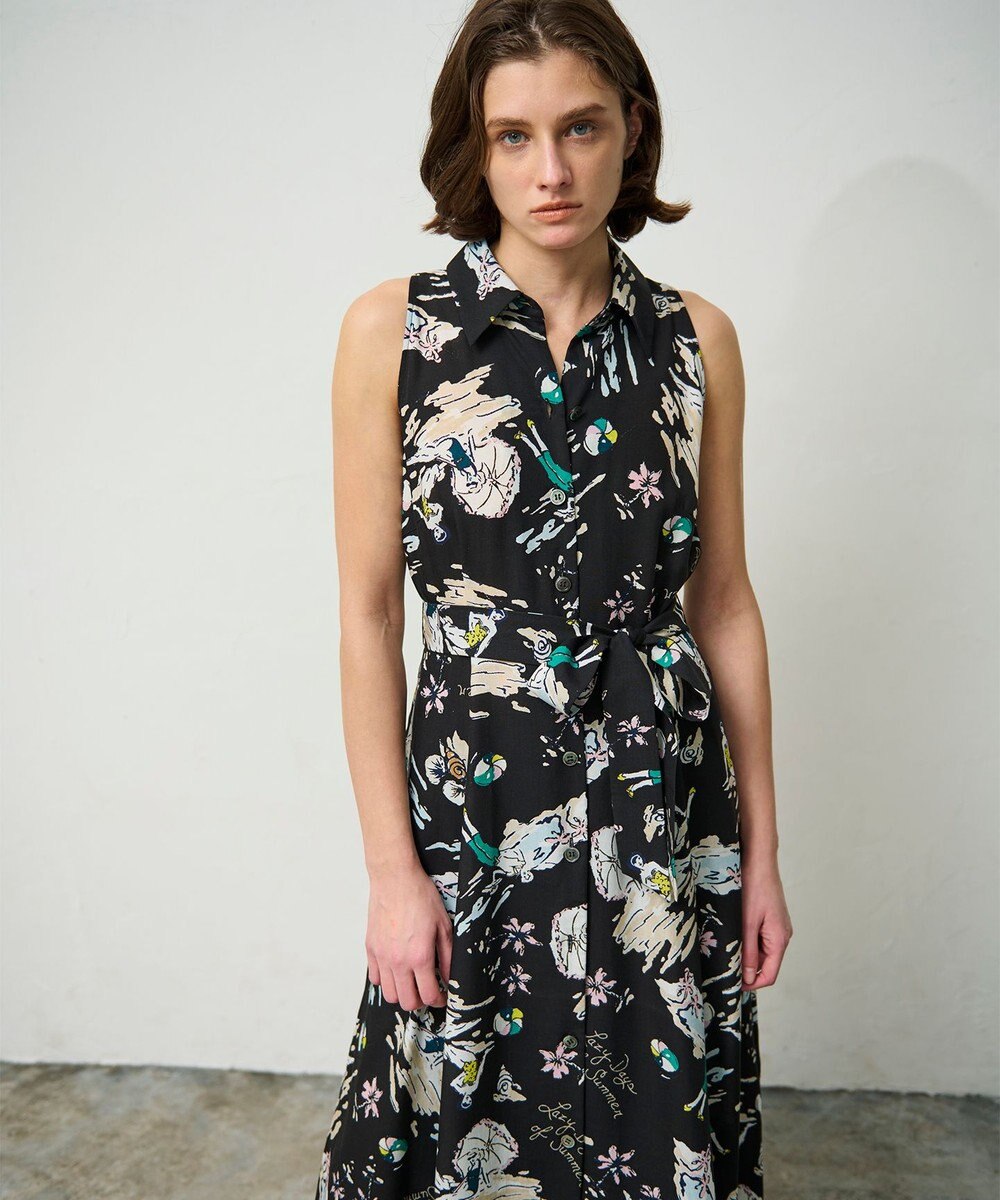 GRACE CONTINENTAL バックコンシャスプリントワンピース 