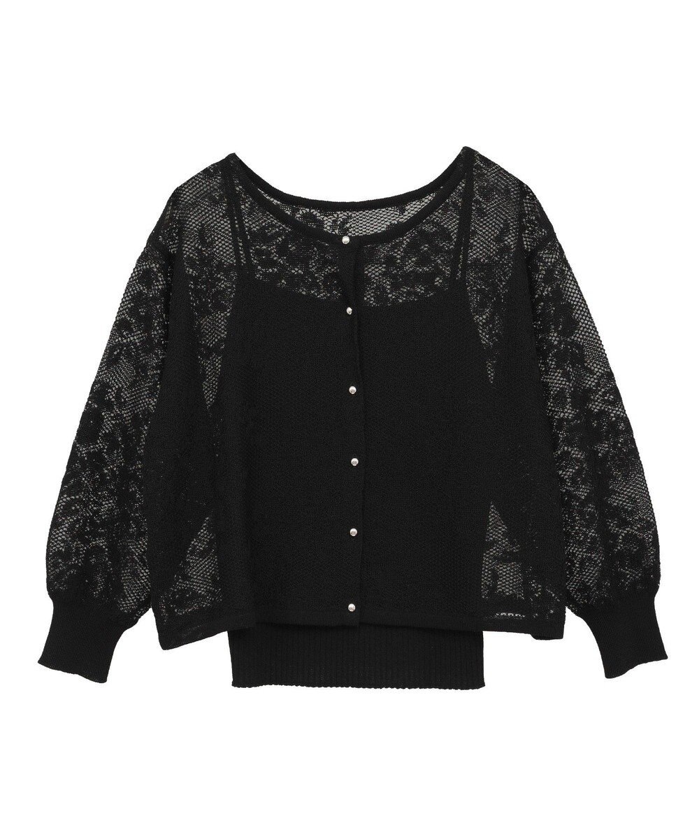 YECCA VECCA 【2点SET】インナーセットレース柄カーディガン 