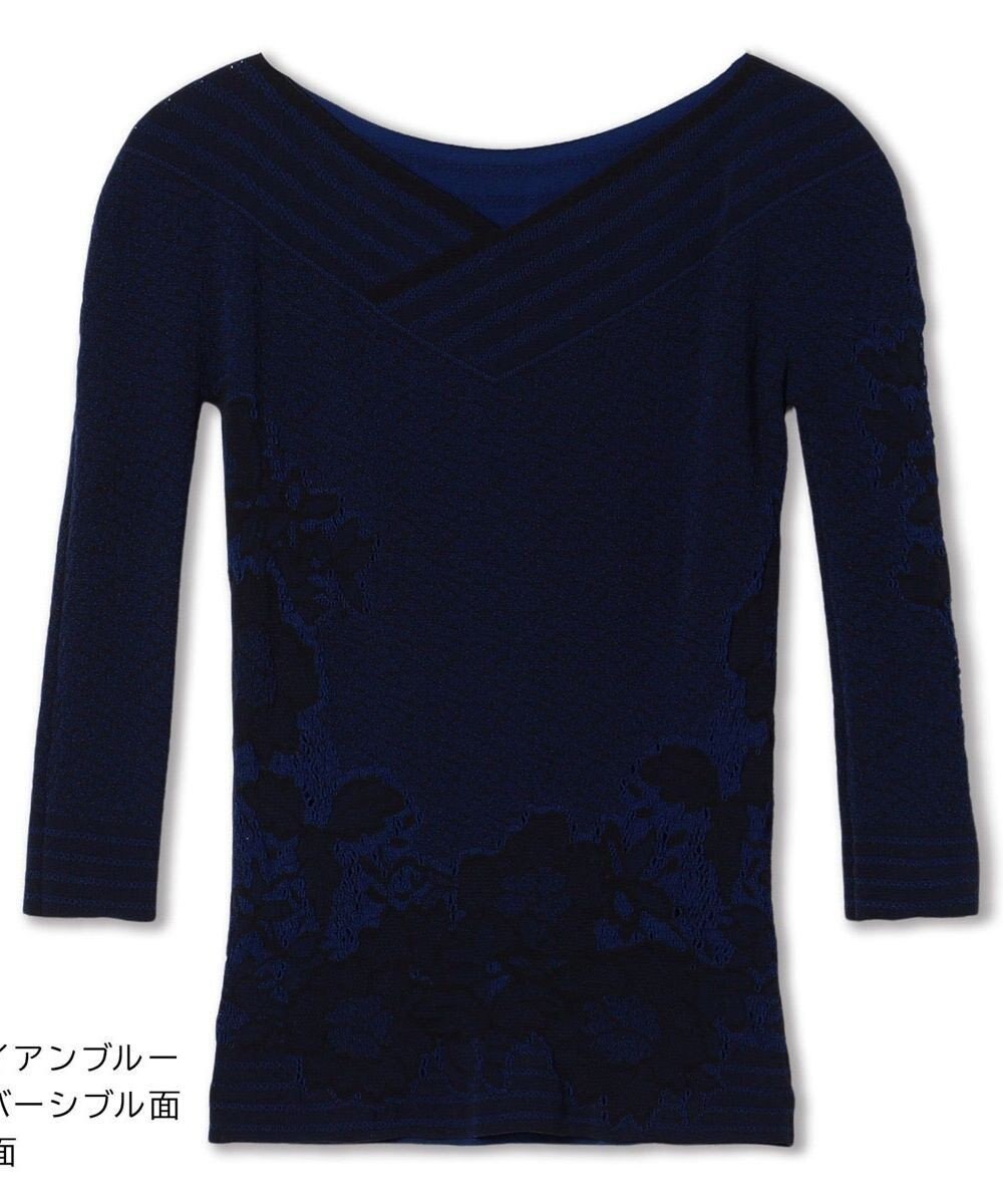 Chacott 【ノーソーイングニット】リバーシブルボートネックトップ 