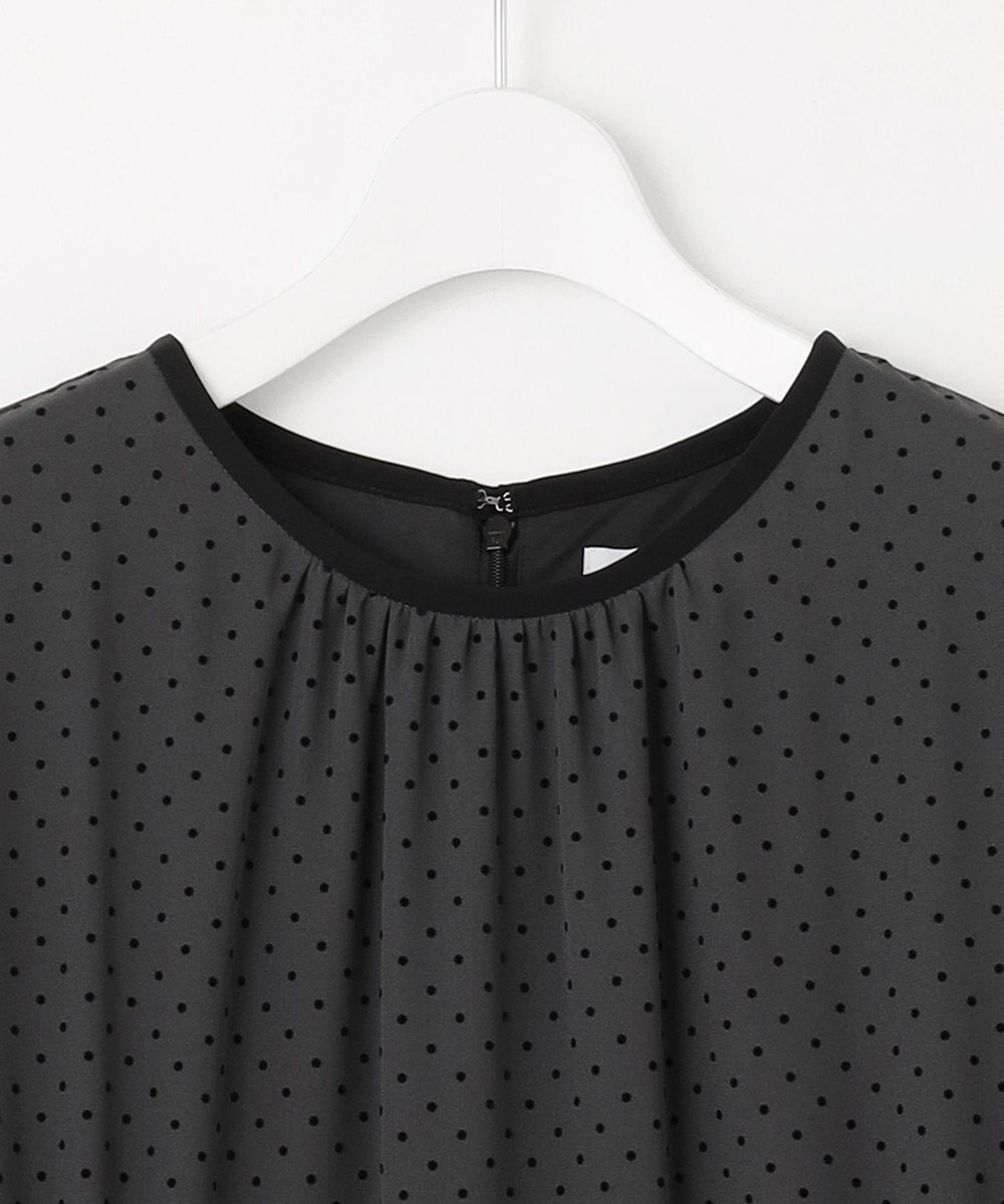 J.PRESS LADIES L 【洗える】ドットフロッキープリント ワンピース 