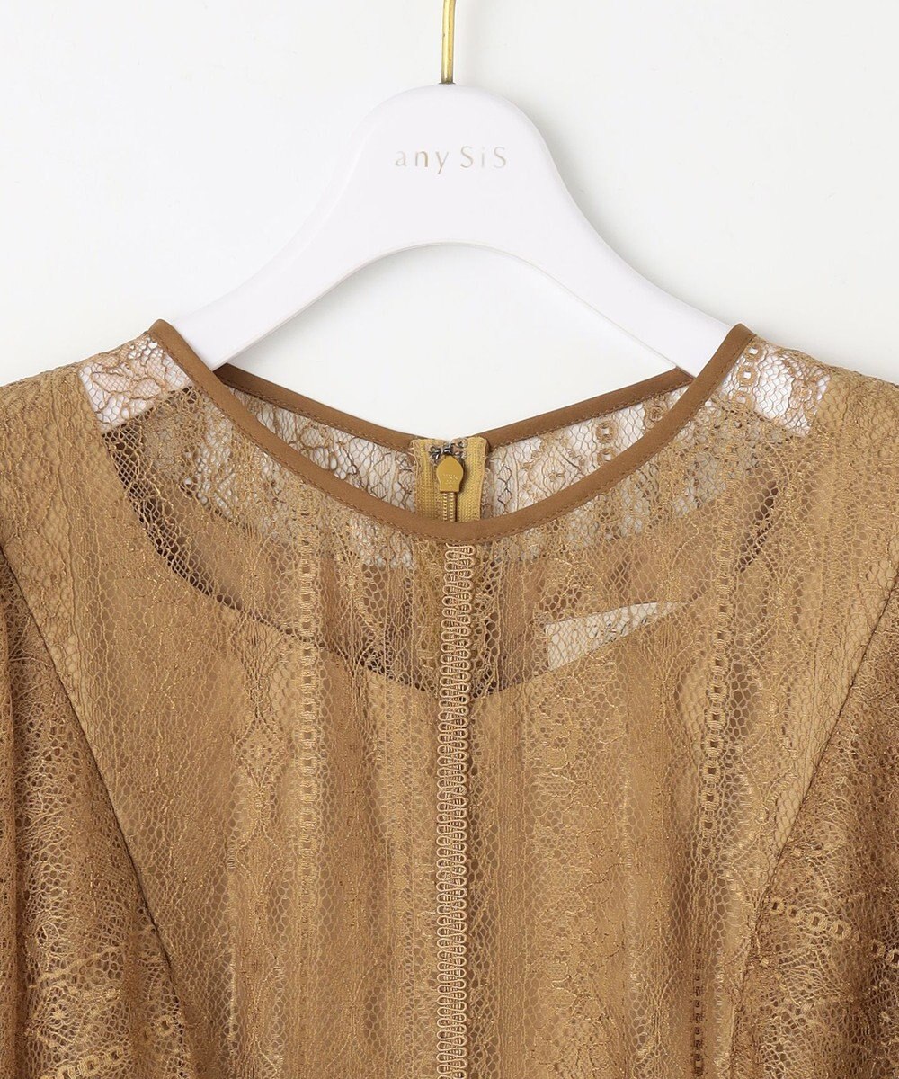 ANY SIS 【洗える】ストライプレーシー ドレス 